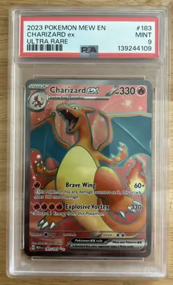 POKEMON 2023 Mew En 151 Ultra Rare Full Art CHARIZARD EX #183 PSA 9 Mint RARE - Image 1