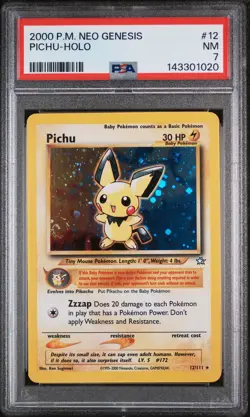 2000 POKEMON NEO GENESIS #12 PICHU-HOLO PSA 7 - Image 1
