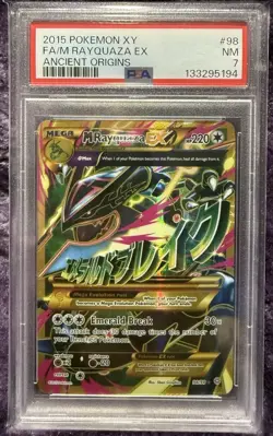 2015 Pokemon XY Ancient Origins M Rayquaza EX FA 98/98 PSA 7 NM - Image 1