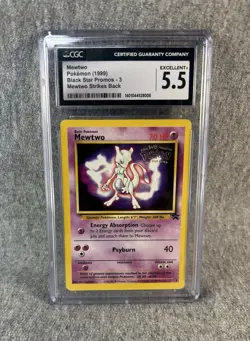1999 POKEMON #3 MEWTWO - MEWTWO STRIKES BACK - BLACK STAR PROMOS - CGC 5.5 EX+ - Image 3