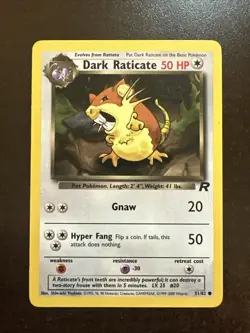Dark Raticate 51/82 LP Common Pokemon TCG Team Rocket Unlimited - Image 1