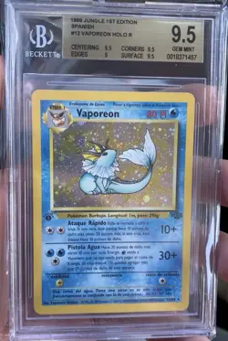 ~ESP~ SPANISH BGS 9.5 Vaporeon 1st Edition Jungle Holo #12 Pokemon Card - Image 1