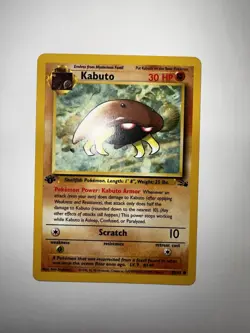 Pokemon TCG Kabuto Fossil 1st Edition Common Card 50/62 - Image 1