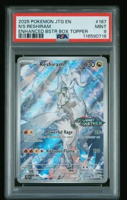 PSA 9 N's Reshiram 167/159 Journey Together Stamped Promo Box Topper Pokemon 🫡 - Image 1