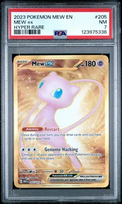 2023 POKEMON MEW EN-151 HYPER RARE #205 MEW EX PSA 7 - Image 1