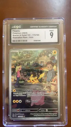 Pikachu Illustration Rare Holo CGC 9 Scarlet & Violet 151 173/165 Pokemon 2023 - Image 1