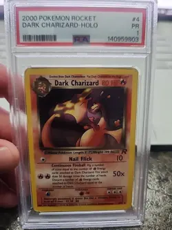 PSA 1 Dark Charizard 4/82 Holo Foil Rare Team Rocket 2000 Pokemon WoTC PR - Image 1