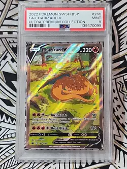 2022 POKEMON SWSH BLACK STAR PROMO #260 FULL ART/CHARIZARD V PSA 9 MINT (099) - Image 1