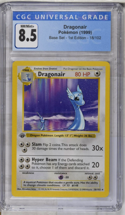 Pokemon 1999 Base Set 1st Edition Dragonair 18/102 CGC NM/Mint+ 8.5 - Image 1