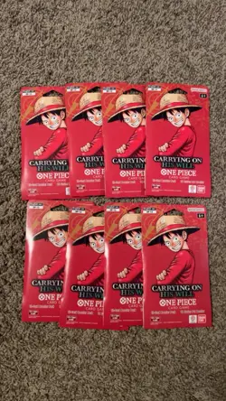 8 x One Piece TCG OP-13 “Carrying on His Will” Sleeved Booster Packs Lot - Image 1