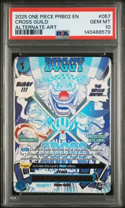 One Piece PRB02 Event Manga - Buggy - Cross Guild - Alt Art OP09-057 - PSA 10 - Image 1