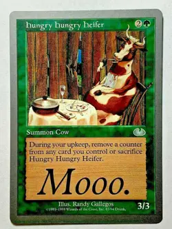 HUNGRY HUNGRY HEIFER Unglued 1998 Magic The Gathering MTG Uncommon Green HP - Image 1