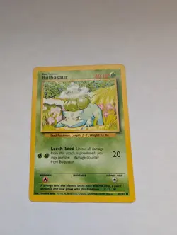 Pokemon TCG Bulbasaur Card 44/102 1999 Base Set MP - Image 1