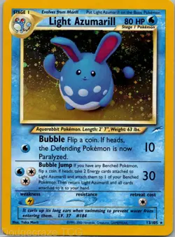 Light Azumarill 13/105 Holo Rare Neo Destiny Pokemon NM - Image 1