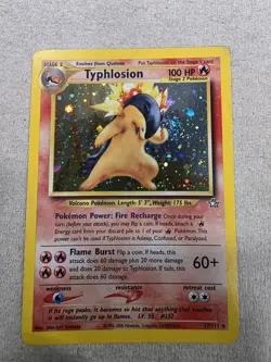 Pokemon Neo Genesis 2000 Typhlosion Holo Rare Card TCG 17/111 MP (WITH SWIRL) MP - Image 1