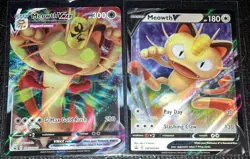 Meowth VMAX SWSH005 & Meowth V SWSH004 Ultra Rare Promo Pokemon TCG NM - Image 1