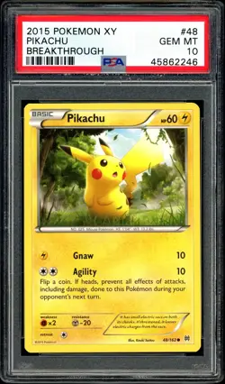 Pokemon PSA 10 Pikachu 48/162 Breakthrough 2015 XY Non Holo - Image 3