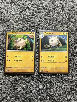 Primeape 107/193 & Mankey 106/193 Pokemon TCG Paldea Evolved Cosmos Holo LP - Image 1