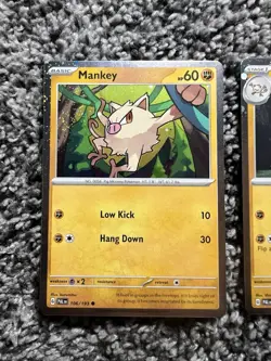 Primeape 107/193 & Mankey 106/193 Pokemon TCG Paldea Evolved Cosmos Holo LP - Image 2