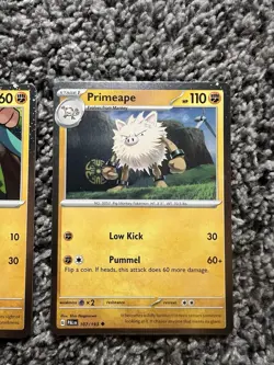 Primeape 107/193 & Mankey 106/193 Pokemon TCG Paldea Evolved Cosmos Holo LP - Image 3