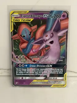 Espeon & Deoxys GX 72/236 Sm-Unified Minds Holo Tag Team Pokemon - Image 1