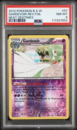 🔥 2012 Pokemon BW Next Destinies Gardevoir Reverse Foil #57 PSA 8 - Image 1