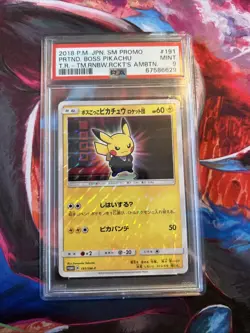 2018 Pokemon Pretend Boss Pikachu PSA 10 SM #191 PROMO JPN - Image 1