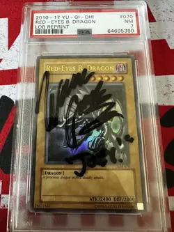 PSA 7 Signed by Wayne Grayson Red Eyes Black Dragon LOB-070 - Image 1