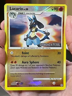 POKEMON LUCARIO LV.30 6/130 RARE REVERSE HOLO DIAMOND & PEARL STAMPED HP CARD - Image 1