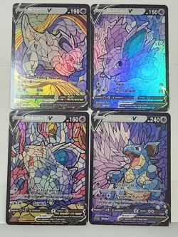 Nidoqueen & Nidoran 4 Card CUSTOM Made Stained Glass Holo Van Gogh Shiny Cards - Image 1
