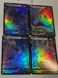 Nidoqueen & Nidoran 4 Card CUSTOM Made Stained Glass Holo Van Gogh Shiny Cards - Image 4