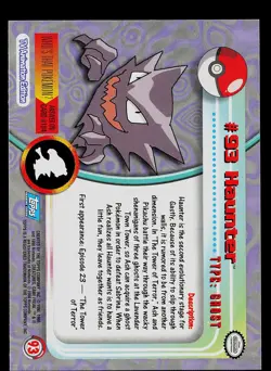 Pokemon Card - Haunter Topps TV Animation Edition 93 Blue Logo - Image 2