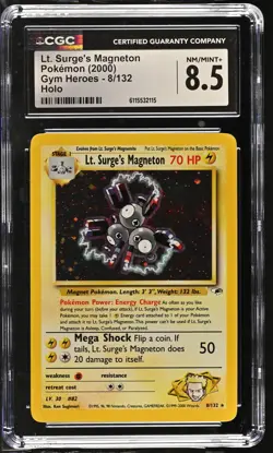 CGC 8.5 Lt. Surge's Magneton 2000 Gym Heroes 8/132 Holo Pokemon Card - Image 1