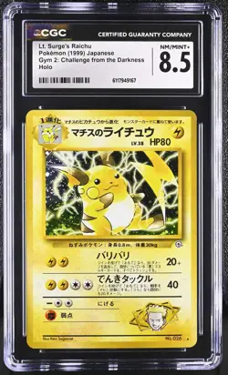 CGC 8.5 Lt. Surge's Raichu 1999 Gym 2: Challenge Japanese 26 Holo Pokemon Card - Image 1