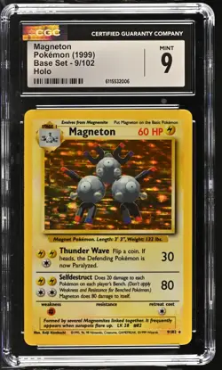 CGC 9 MINT Magneton 1999 Base Set 9/102 Holo Pokemon Card - Image 1