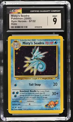 CGC 9 MINT Misty's Seadra 2000 Gym Heroes 9/132 Holo Pokemon Card - Image 1
