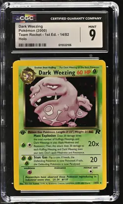 CGC 9 MINT Dark Weezing Team Rocket 1st Edition 14/82 Holo Pokemon Card - Image 1
