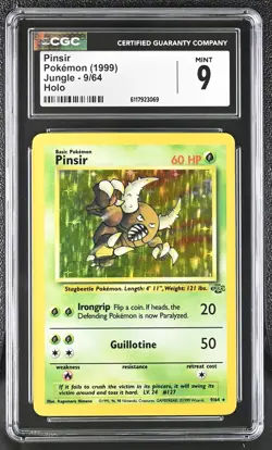 CGC 9 MINT Pinsir 1999 Jungle 9/64 Holo Pokemon Card - Image 1