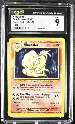 CGC 9 MINT Ninetales 1999 Base Set 12/102 Holo Pokemon Card - Image 1
