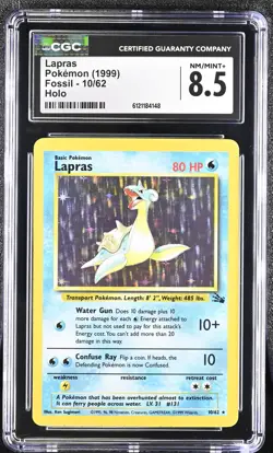 CGC 8.5 Lapras 1999 Fossil 10/62 Holo Pokemon Card - Image 1