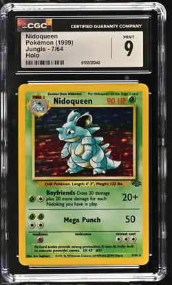 CGC 9 MINT Nidoqueen 1999 Jungle 7/64 Holo Pokemon Card - Image 1