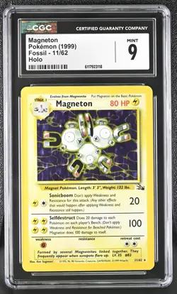 CGC 9 MINT Magneton 1999 Fossil 11/62 Holo Pokemon Card - Image 1