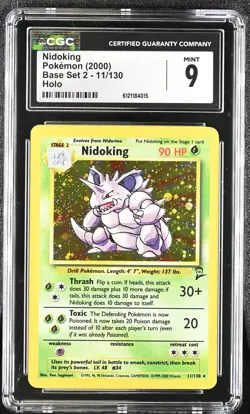 CGC 9 MINT Nidoking 2000 Base Set 2 11/130 Holo Pokemon Card - Image 1