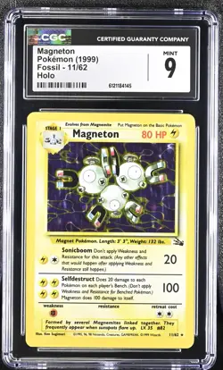 CGC 9 MINT Magneton 1999 Fossil 11/62 Holo Pokemon Card - Image 1