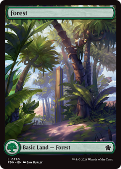 x4 Forest FDN Foundations MTG 290 FULL ART BASIC LAND M/NM 4x - Image 1