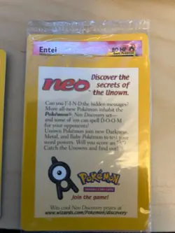 Sealed 2001 Entei Reverse Holo Pokemon Neo Discovery Black Star Movie Promo VTG - Image 3