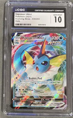 Pokemon TCG Vaporeon Vmax Evolving Skies 30/203 Holo Ultra Rare CGC 10 Gem mint - Image 1