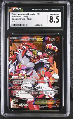 CGC 8.5 Team Magma's Groudon EX 2015 Double Crisis 15/34 Holo Pokemon Card - Image 1