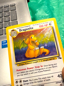 Dragonite Holo 4/62 Unlimited Card Fossil Pokemon Base Set 1999 Damaged - Image 3