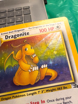 Dragonite Holo 4/62 Unlimited Card Fossil Pokemon Base Set 1999 Damaged - Image 4